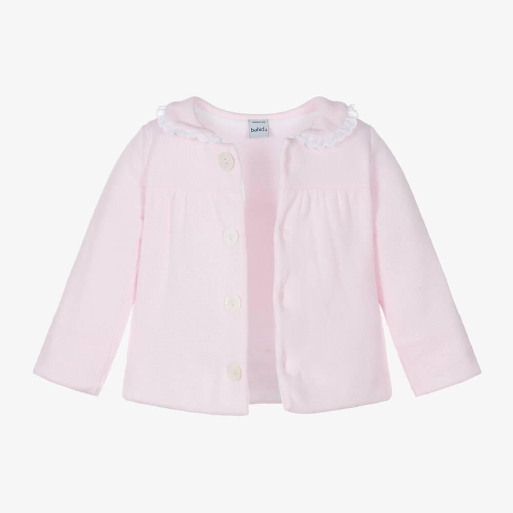 Babidu-معطف شتوي محبوك لون زهري للمولودات | Childrensalon Outlet