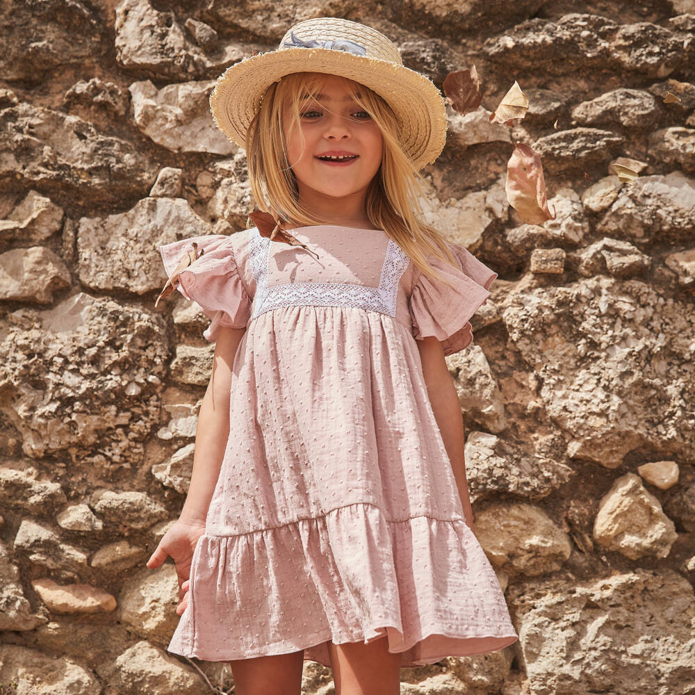 Babidu-Girls Soft Pink Muslin Frock | Childrensalon Outlet