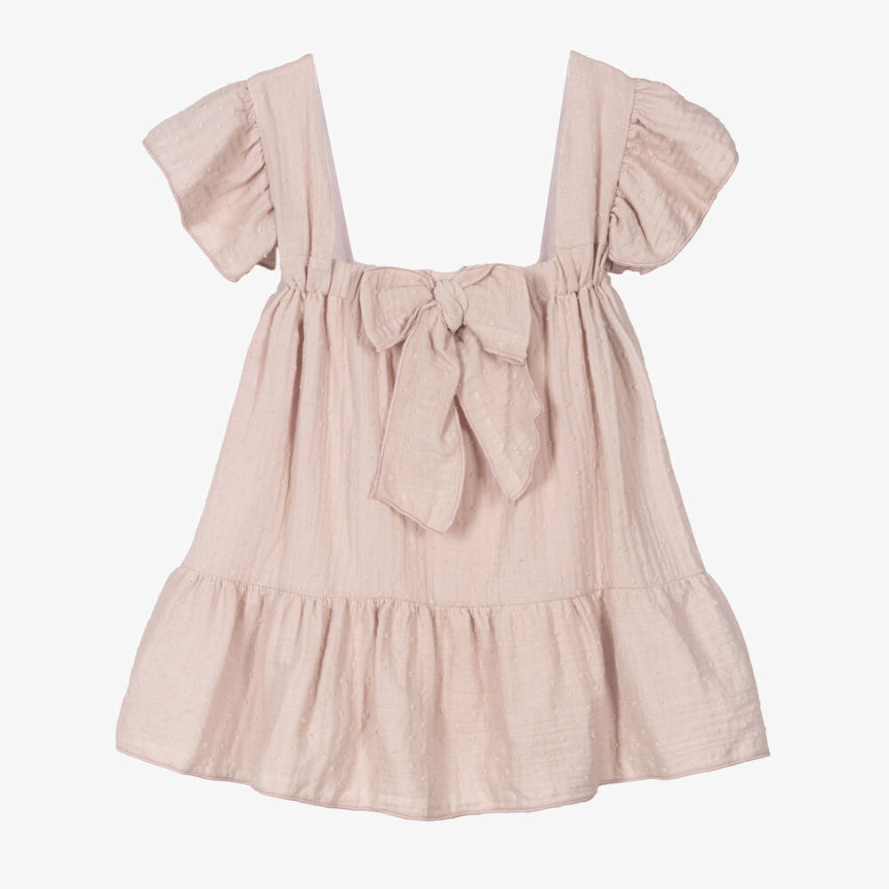 Babidu-Girls Soft Pink Muslin Frock | Childrensalon Outlet