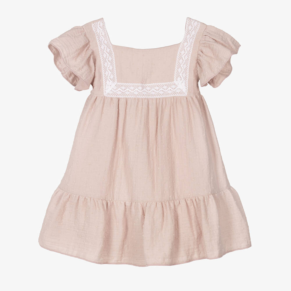 Babidu-Мягкое розовое муслиновое платье для девочек | Childrensalon Outlet