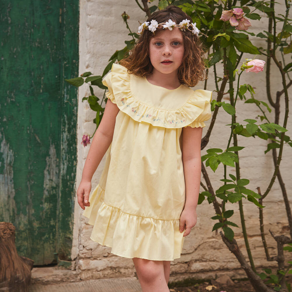 Babidu-Girls Sunny Floral Embroidered Dress | Childrensalon Outlet