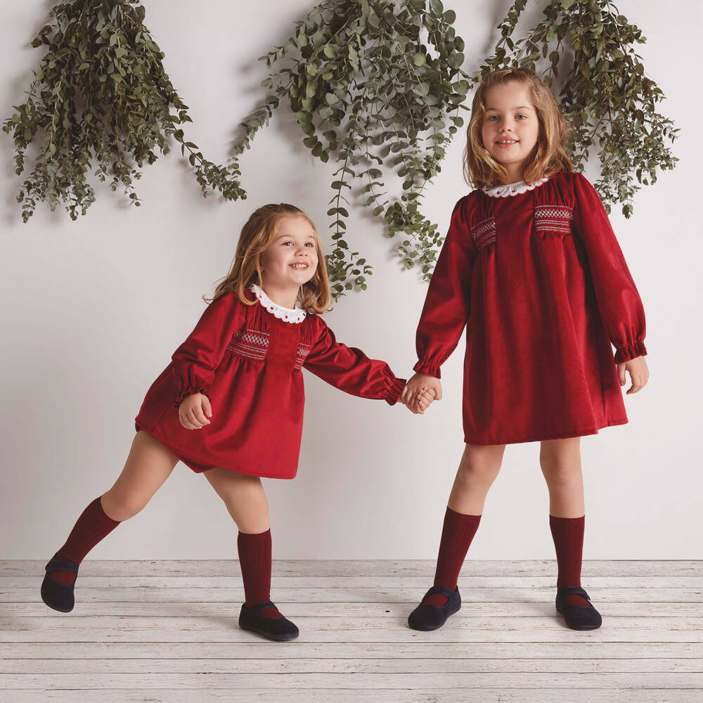 Babidu-Платье из бархата с вышитым воротником для девочек | Childrensalon Outlet