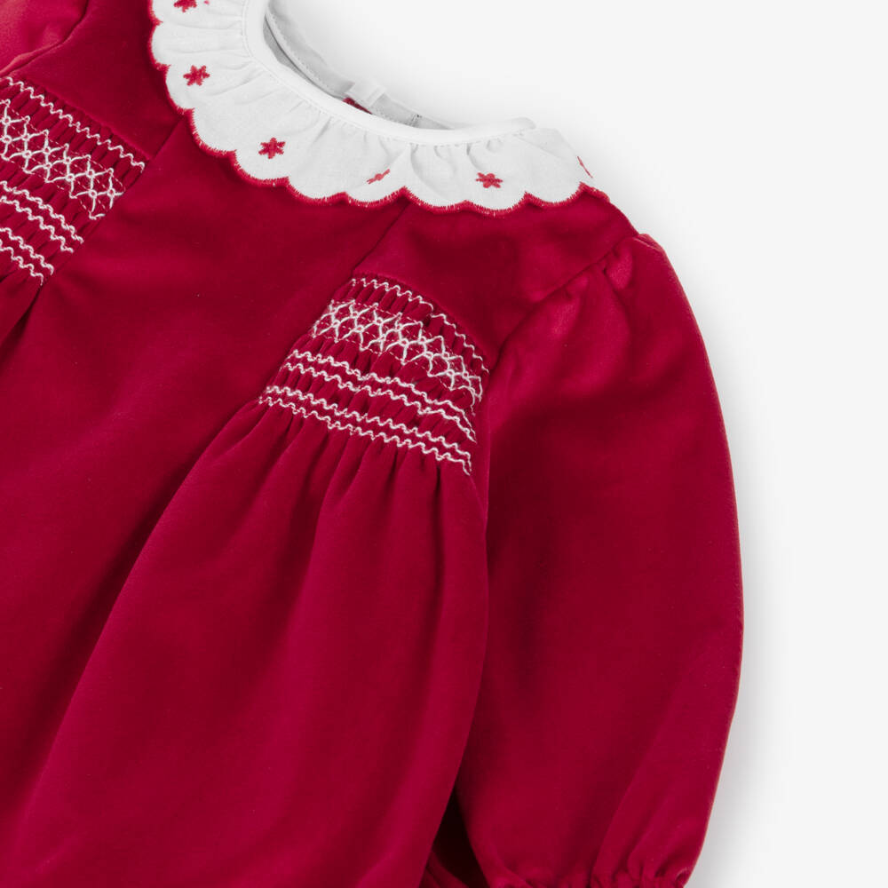 Babidu-Girls Velvety Red Frock | Childrensalon Outlet