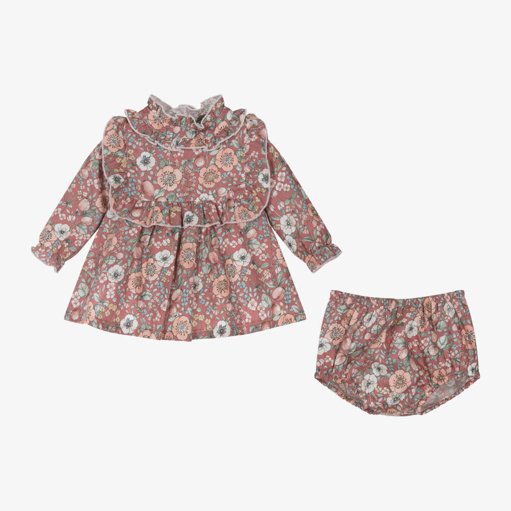 Babidu-Girls Vintage Pink Twill Dress | Childrensalon Outlet