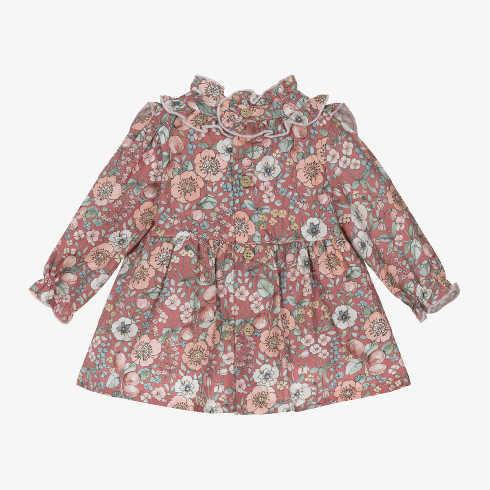 Babidu-Girls Vintage Pink Twill Dress | Childrensalon Outlet
