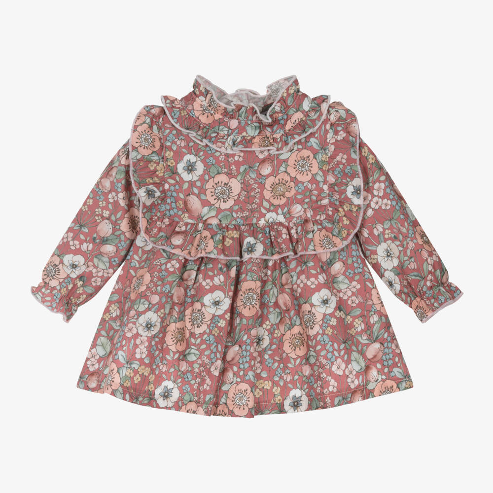Babidu-Girls Vintage Pink Twill Dress | Childrensalon Outlet