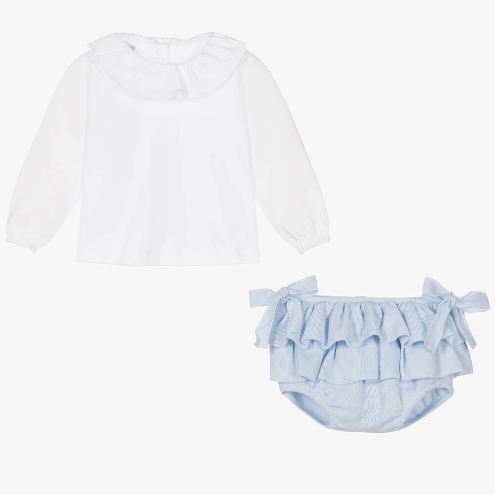 Babidu-Белый топ и голубые шорты для девочек | Childrensalon Outlet