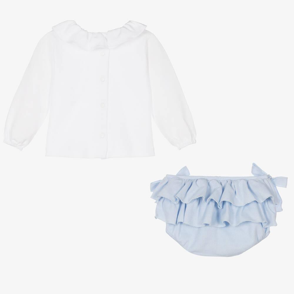 Babidu-Белый топ и голубые шорты для девочек | Childrensalon Outlet