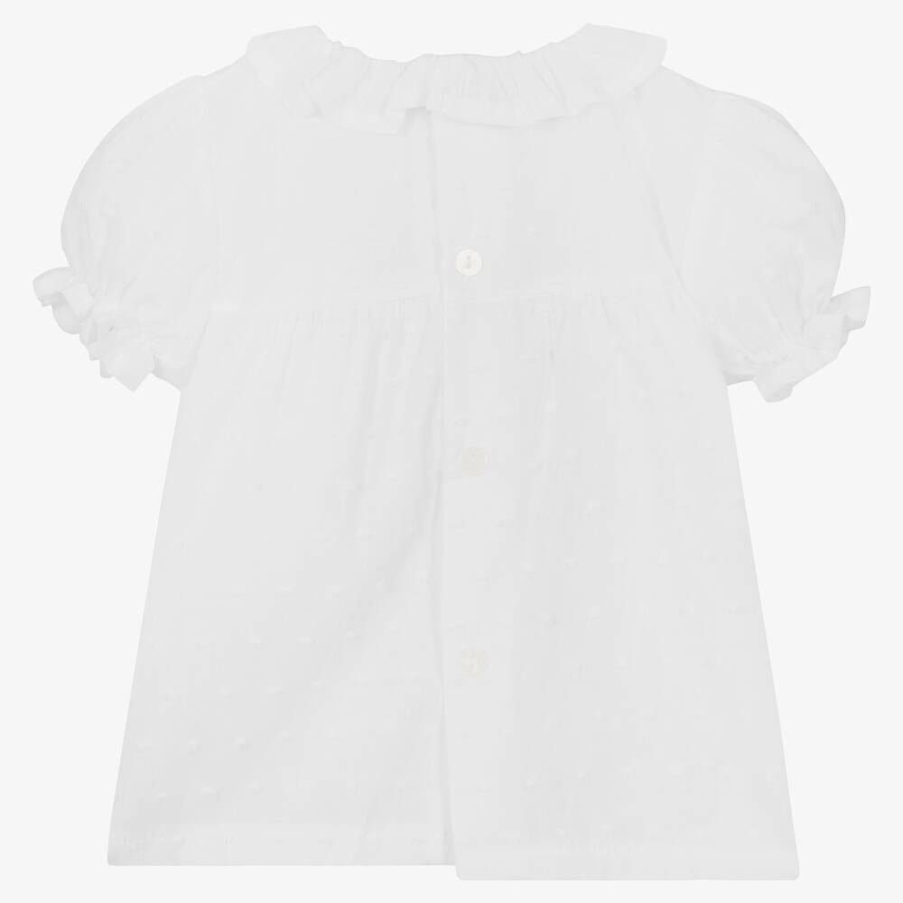 Babidu-Girls White Cotton Blouse | Childrensalon Outlet