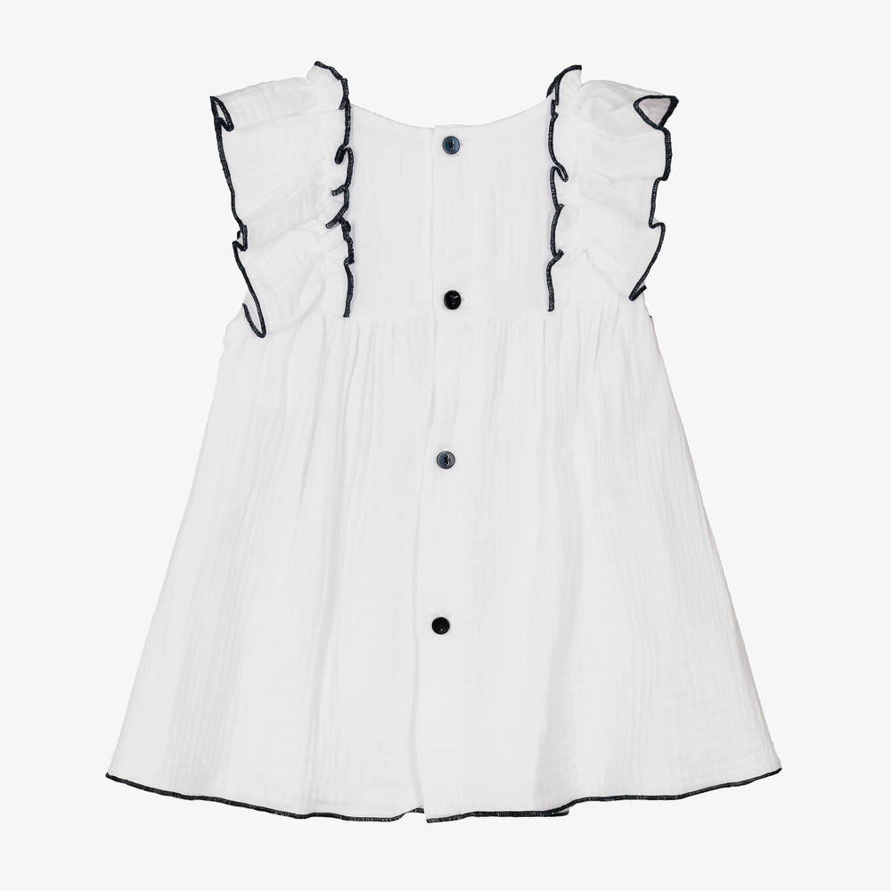 Babidu-Girls White Cotton Dress | Childrensalon Outlet