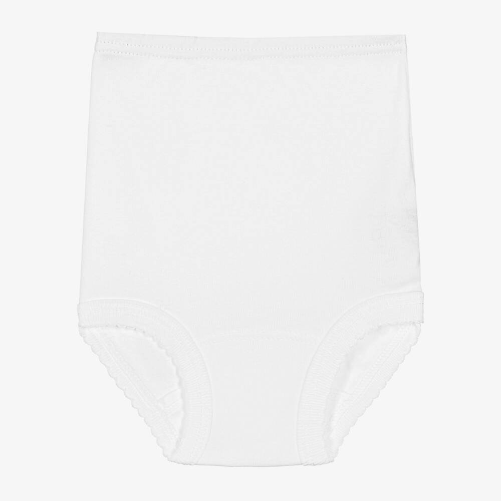 Babidu-Girls White Cotton Frilly Pants | Childrensalon Outlet