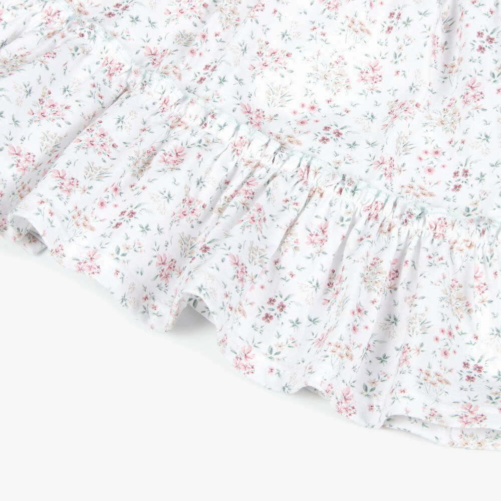 Babidu-Girls White Cotton Jersey Floral Print Sleeveless Dress | Childrensalon Outlet
