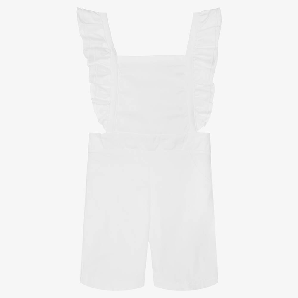 Babidu - Girls White Cotton Playsuit | Childrensalon