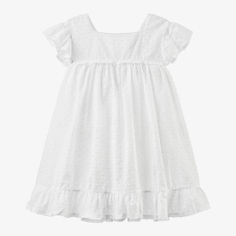 Babidu-فستان قطن بلوميتي لون أبيض | Childrensalon Outlet