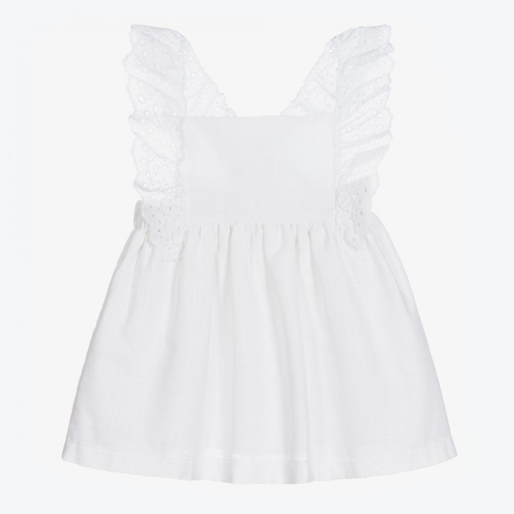 Babidu - Белое льняное платье для девочек | Childrensalon