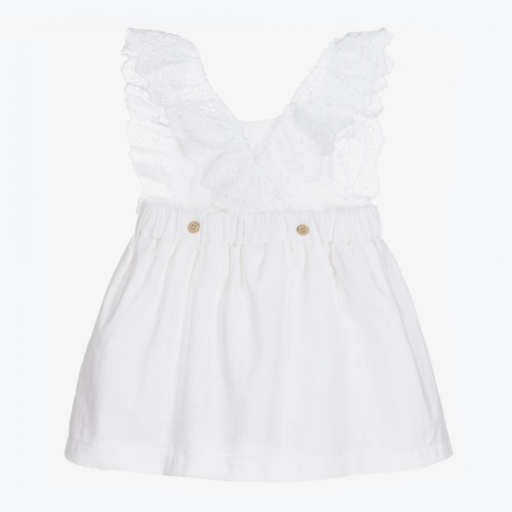 Babidu Girls White Linen Dress Childrensalon Outlet