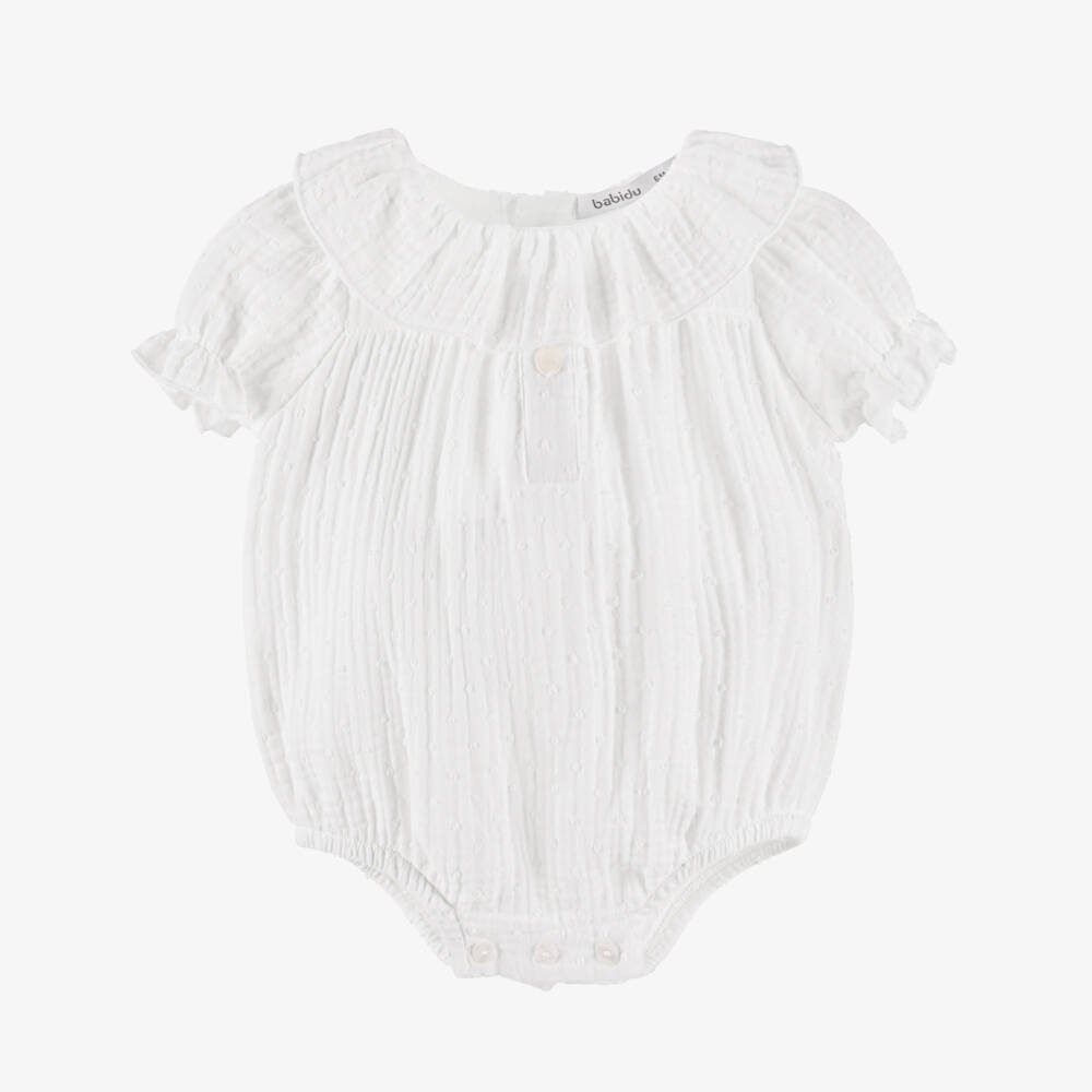 Babidu-Girls' White Muslin Baby Shortie | Childrensalon Outlet