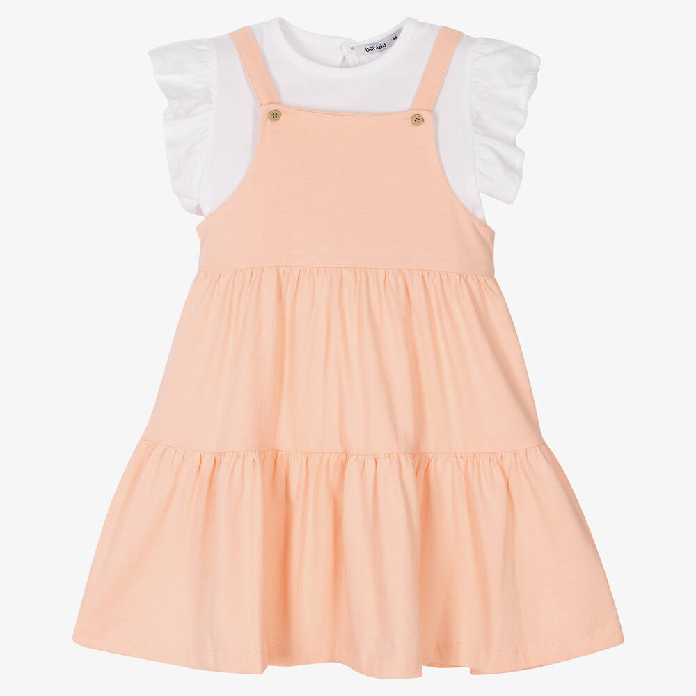 Babidu - Girls White & Pink Dress Set | Childrensalon