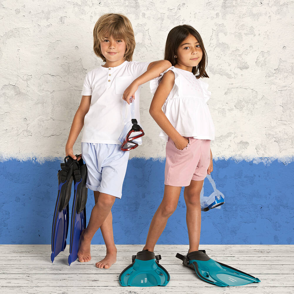 Babidu-Белый топ с розовыми шортами для девочек | Childrensalon Outlet