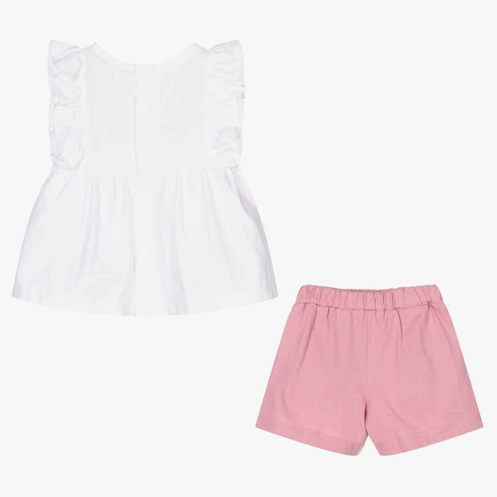 Babidu-Белый топ с розовыми шортами для девочек | Childrensalon Outlet