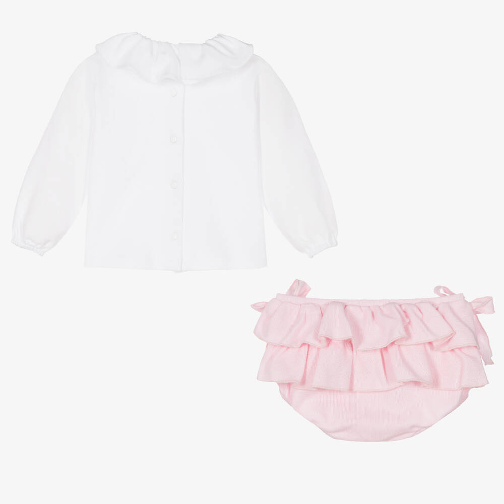 Babidu-Белый топ и розовые шорты для девочек | Childrensalon Outlet