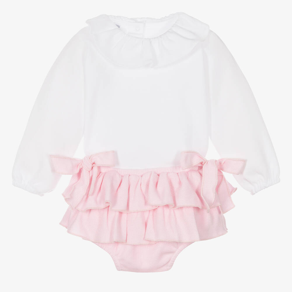 Babidu - Ensemble short blanc rose Fille | Childrensalon