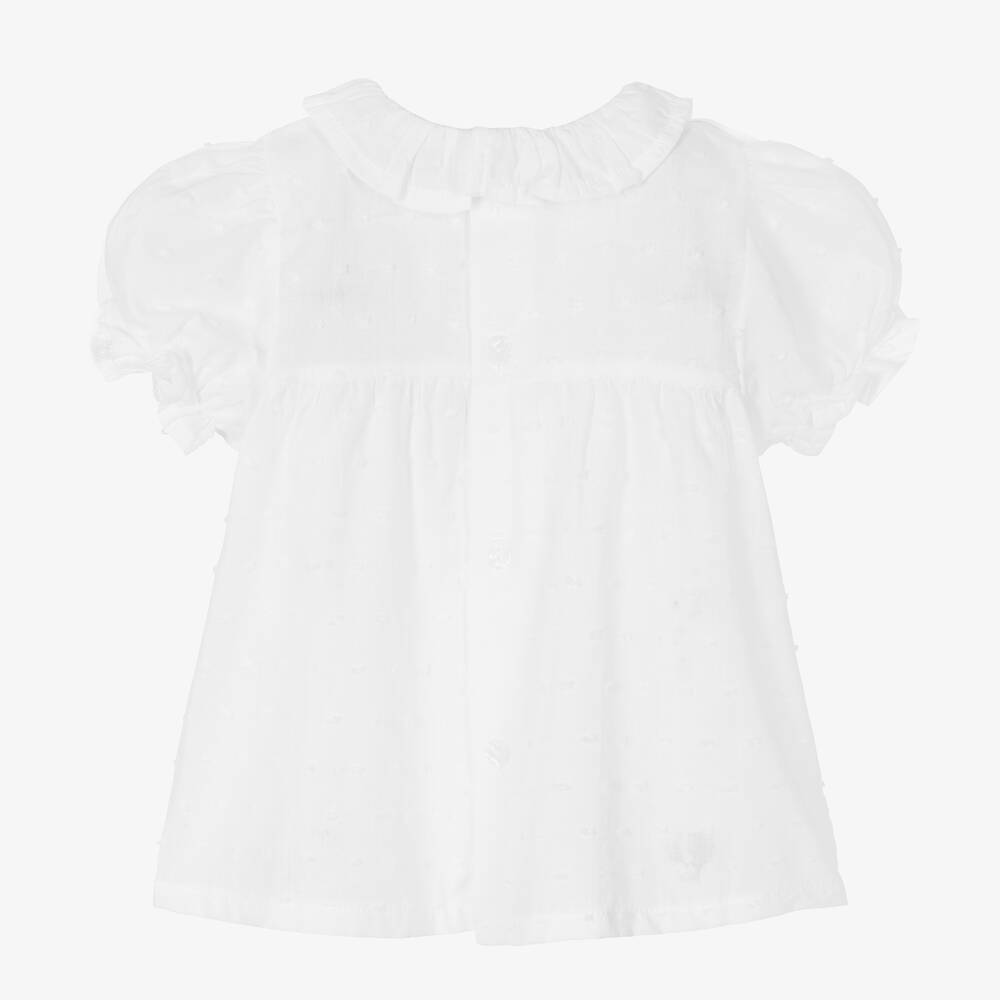 Babidu-Girls White Ruffle Blouse | Childrensalon Outlet