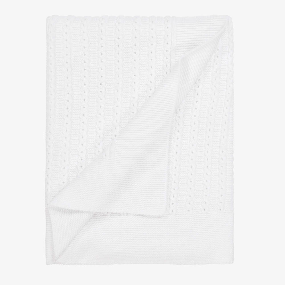 Babidu-Girls White Soft Knit Blanket | Childrensalon Outlet