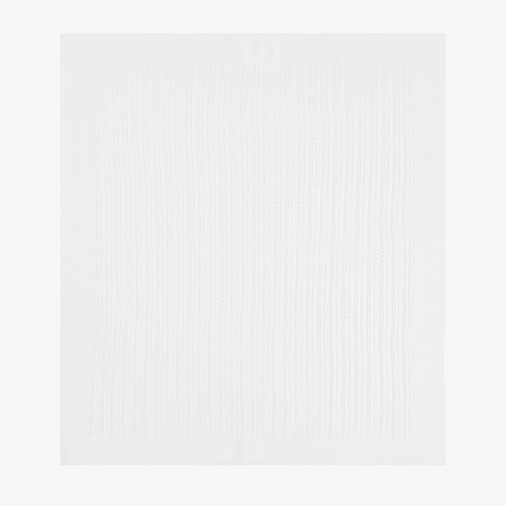 Babidu-Girls White Soft Knit Blanket | Childrensalon Outlet