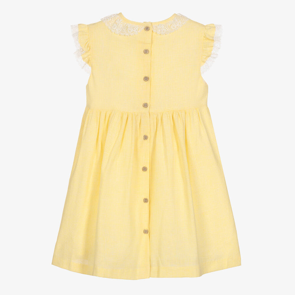 Babidu-Желтое хлопковое платье в клетку | Childrensalon Outlet
