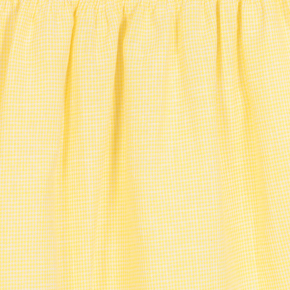 Babidu-Желтое хлопковое платье в клетку | Childrensalon Outlet