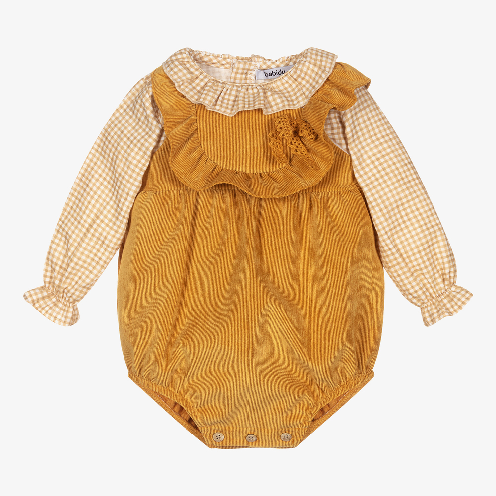 Babidu - Комплект с желтыми вельветовыми шортами для девочек | Childrensalon