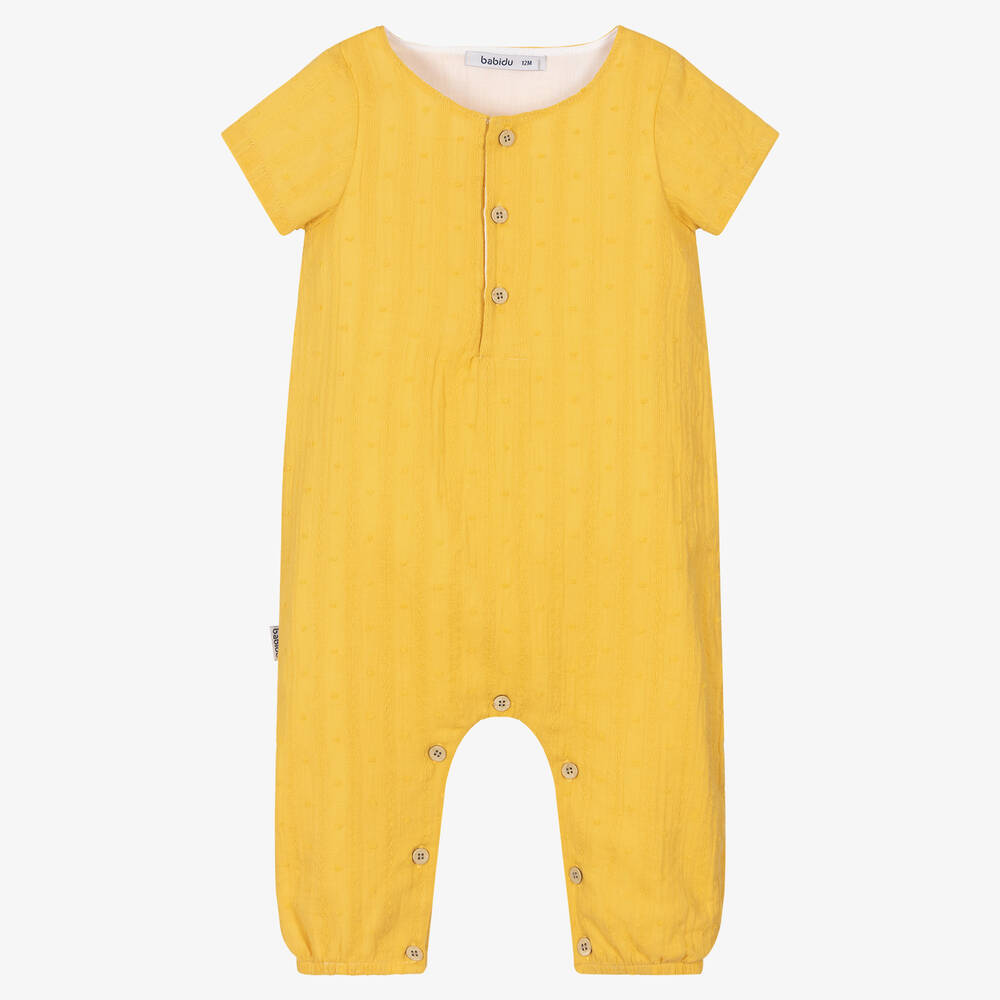 Babidu - Girls Yellow Cotton Babysuit | Childrensalon