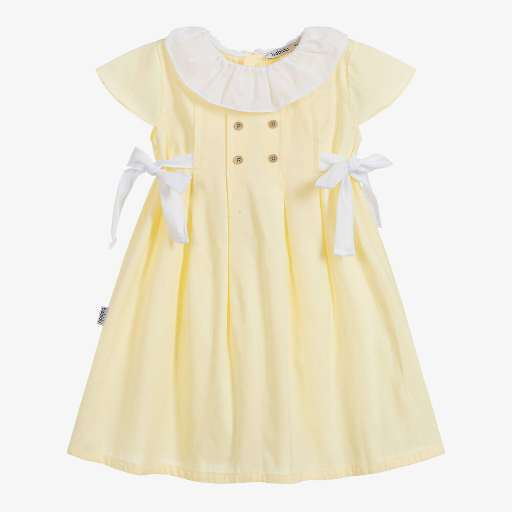 Babidu-Girls Yellow Cotton Dress | Childrensalon Outlet