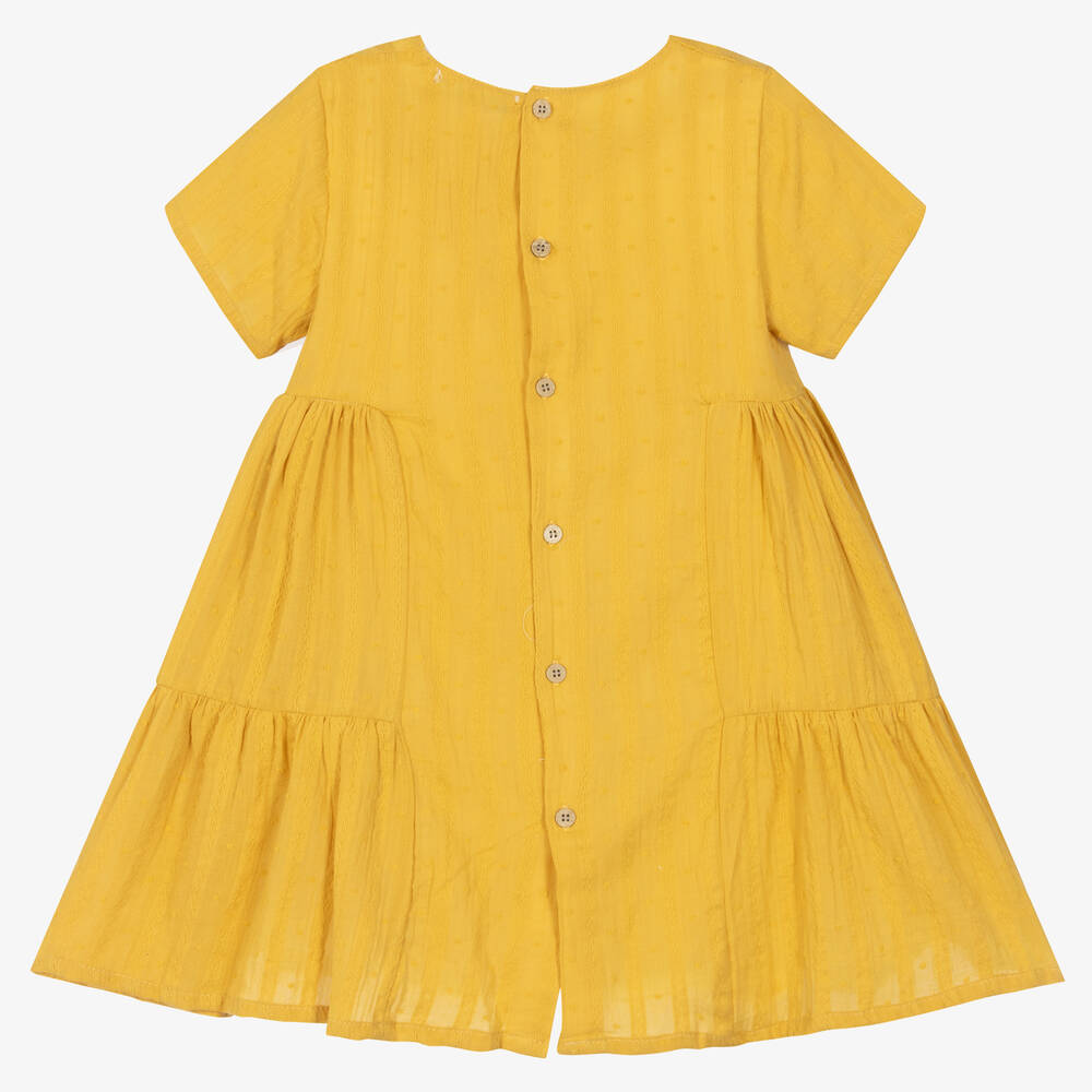 Babidu-Girls Yellow Cotton Dress | Childrensalon Outlet