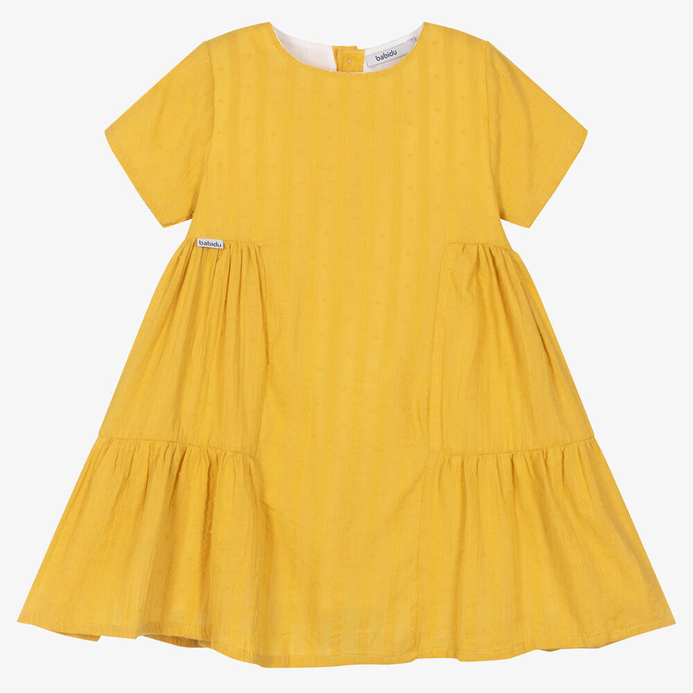 Babidu - Girls Yellow Cotton Dress | Childrensalon