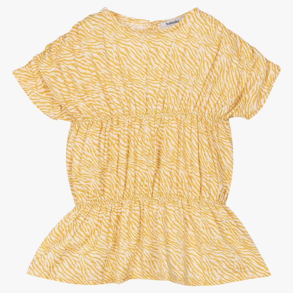 Babidu - Girls Yellow Cotton Dress | Childrensalon