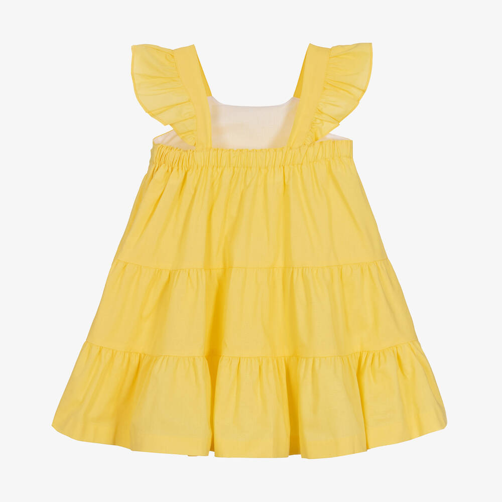 Babidu-Girls Yellow Cotton Dress | Childrensalon Outlet
