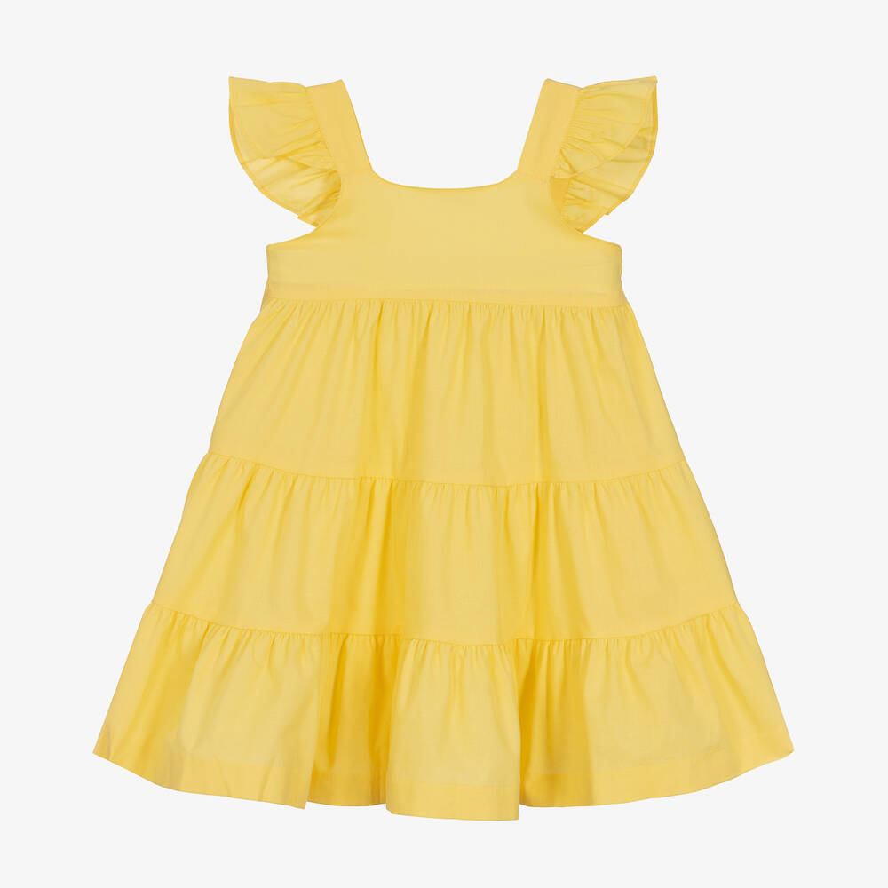 Babidu - Girls Yellow Cotton Dress | Childrensalon