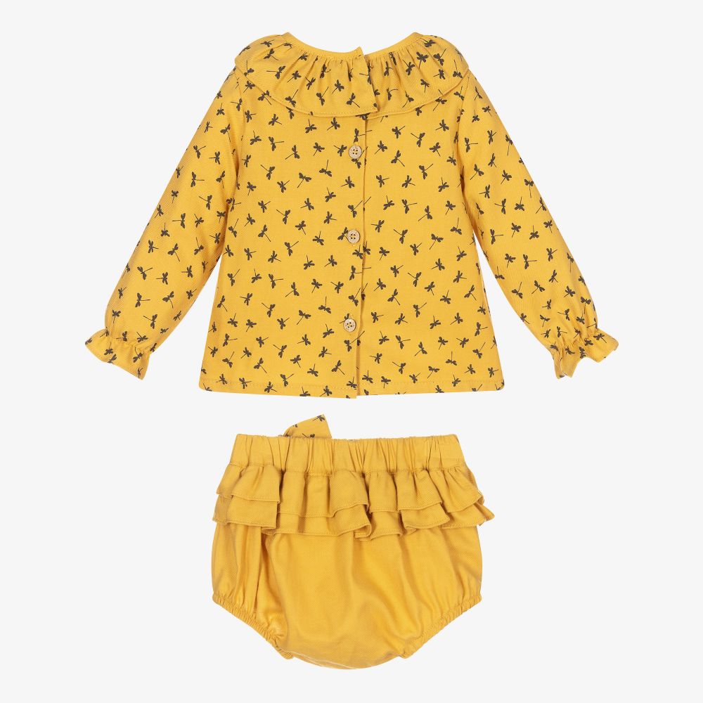 Babidu-Girls Yellow Shorts Set | Childrensalon Outlet