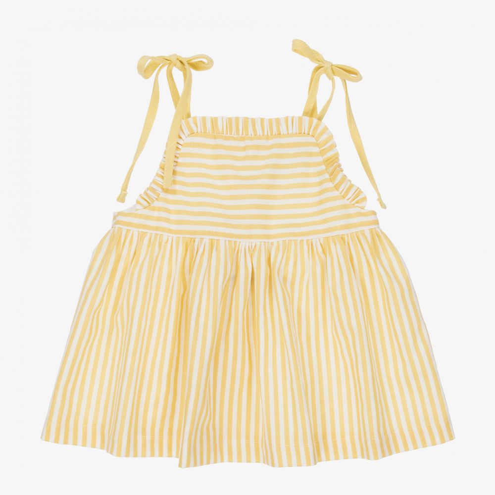 Babidu - Gelb gestreiftes Kleid-Set (M) | Childrensalon