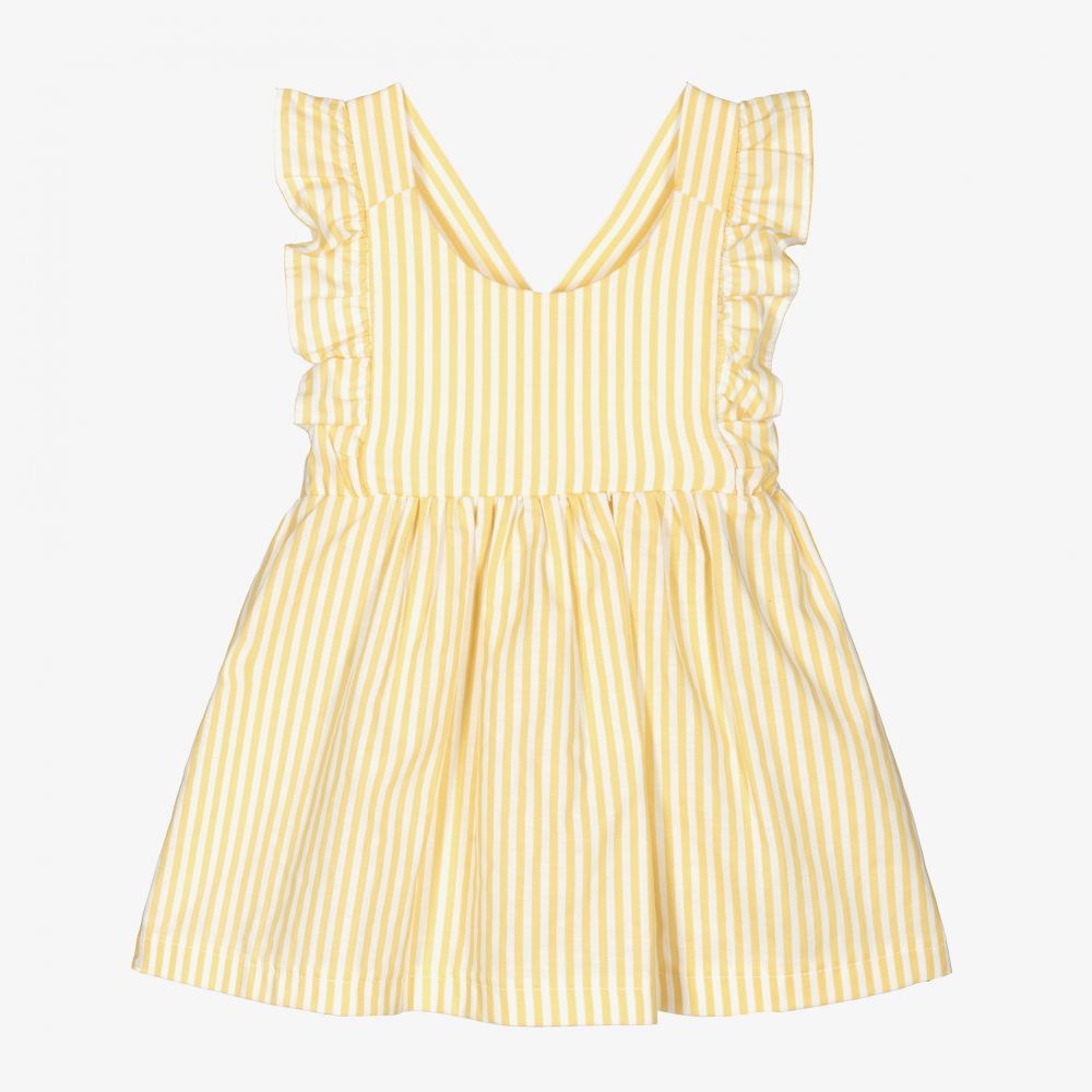 Babidu - Girls Yellow Striped Dress  | Childrensalon