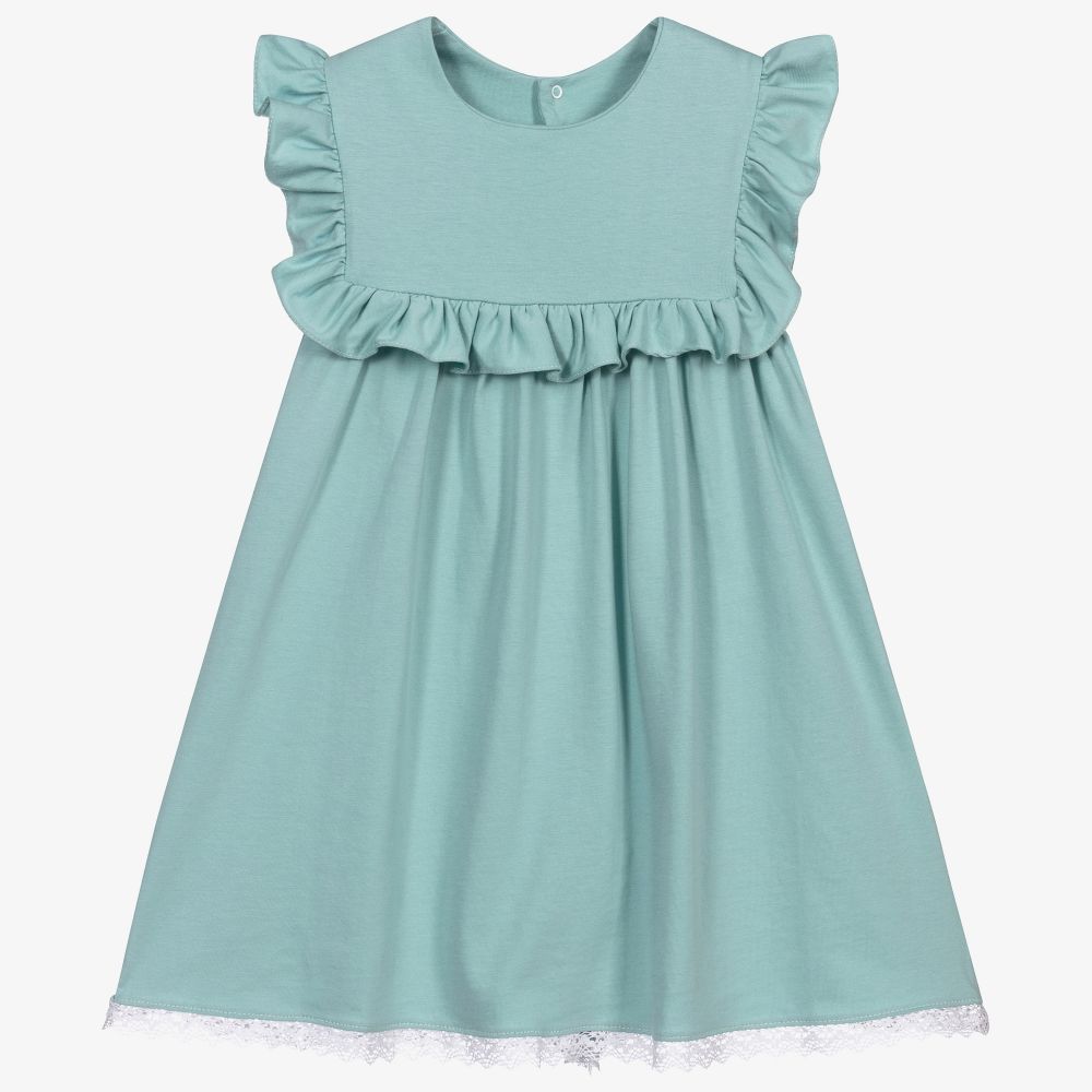 Babidu - Green Cotton Jersey Dress | Childrensalon