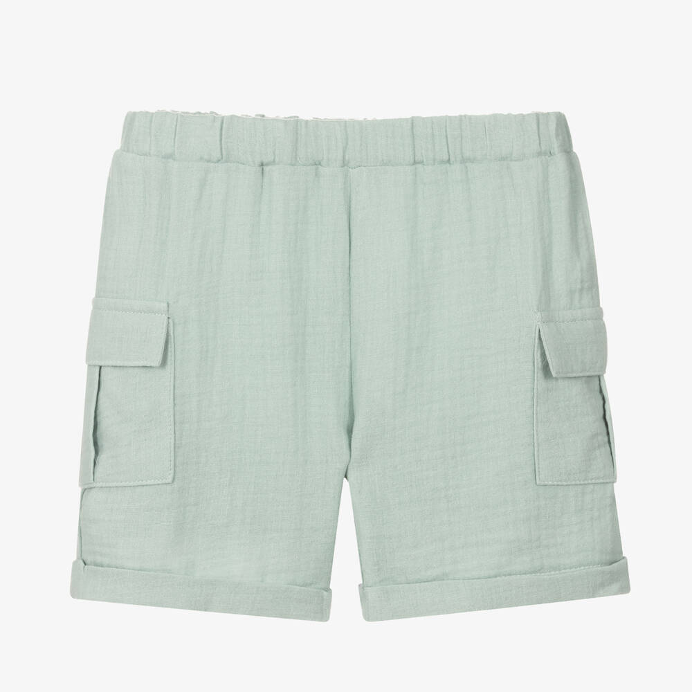 Babidu-Green Cotton Shorts | Childrensalon Outlet