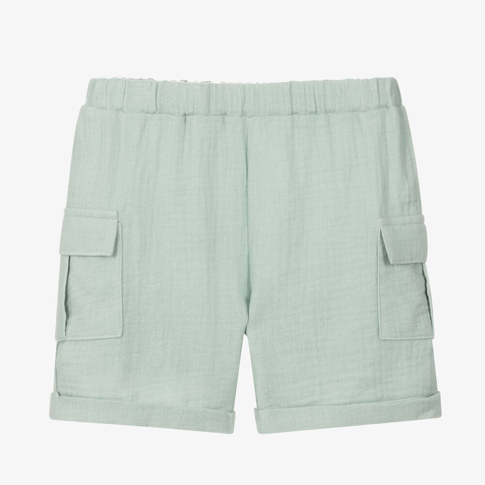 Babidu - Green Cotton Shorts | Childrensalon