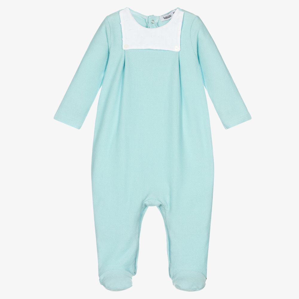 Babidu - Green Cotton Waffle Babygrow | Childrensalon