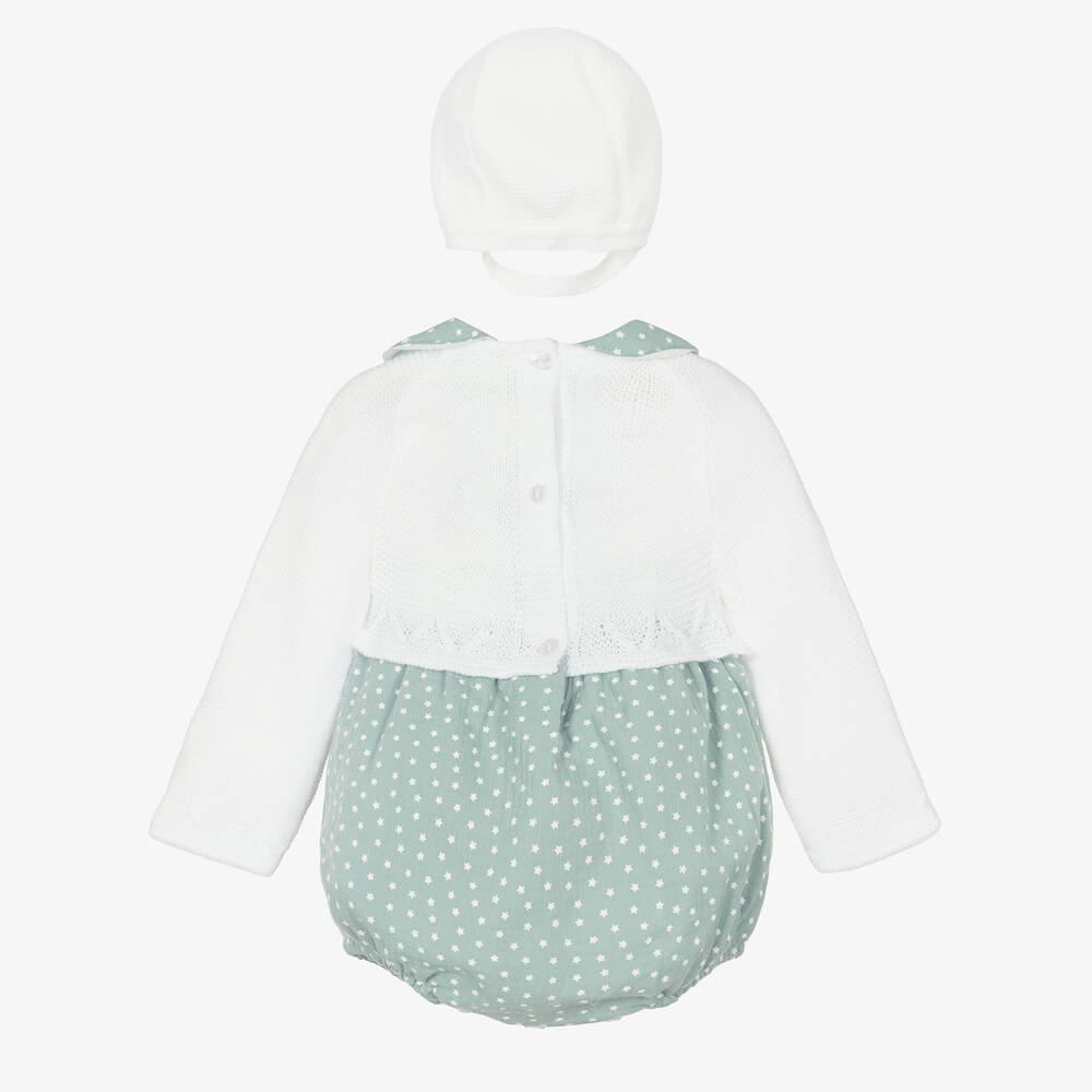 Babidu-Green & Ivory Knit Baby Girls Shortie Set | Childrensalon Outlet