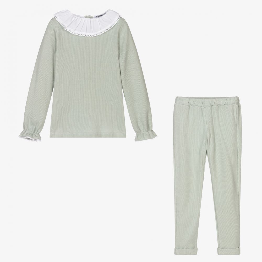 Babidu-Зеленый трикотажный комплект с брюками | Childrensalon Outlet