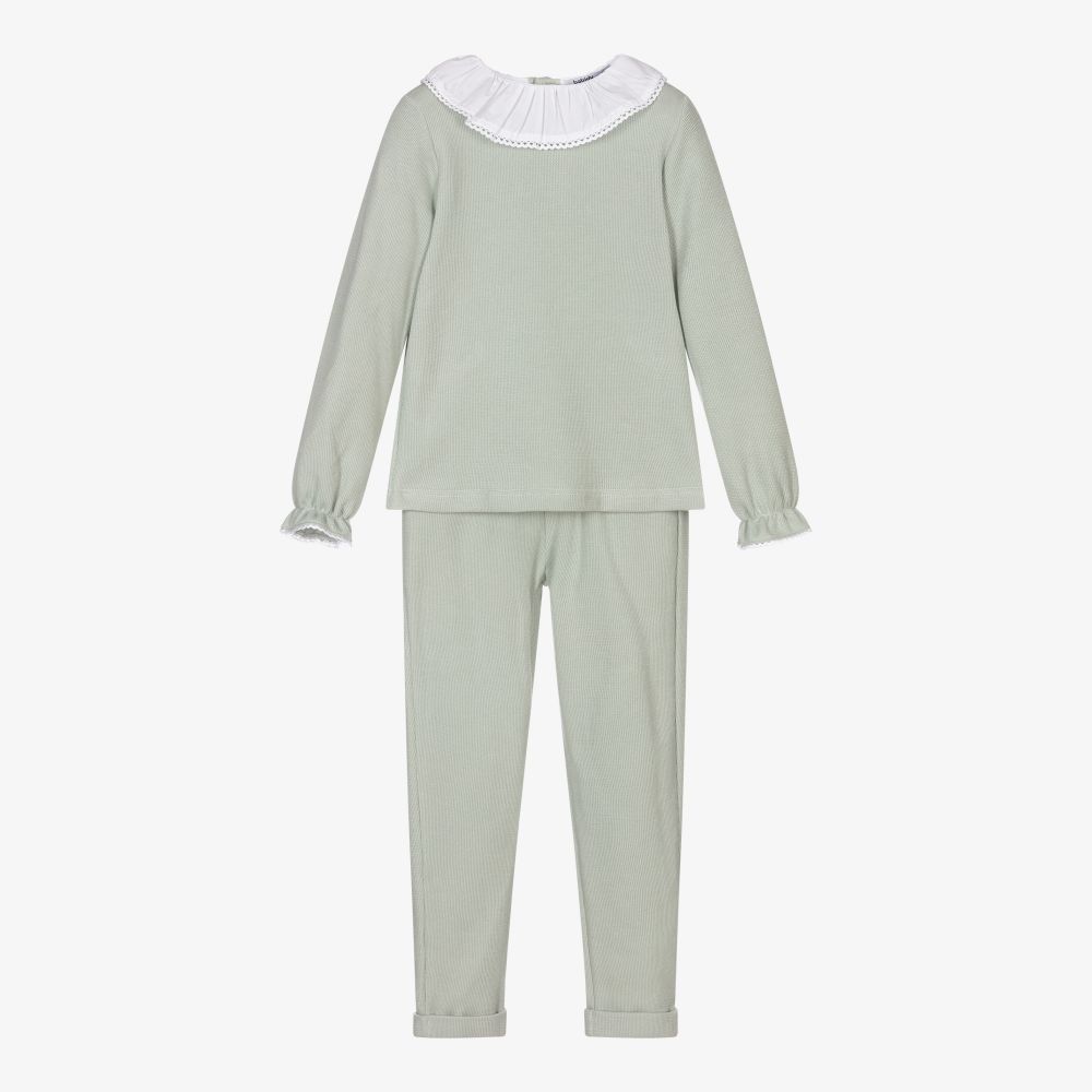 Babidu - Green Knitted Trouser Set  | Childrensalon
