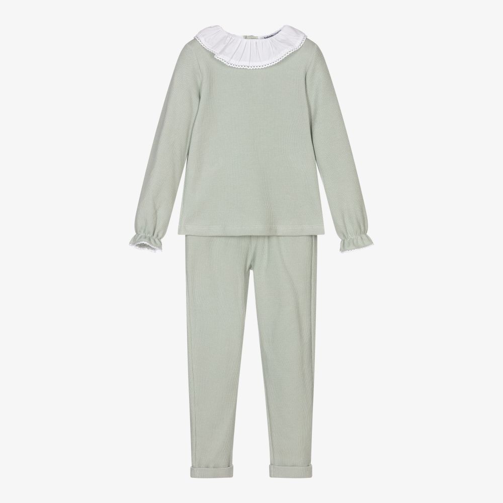 Babidu - Ensemble pantalon vert en maille  | Childrensalon